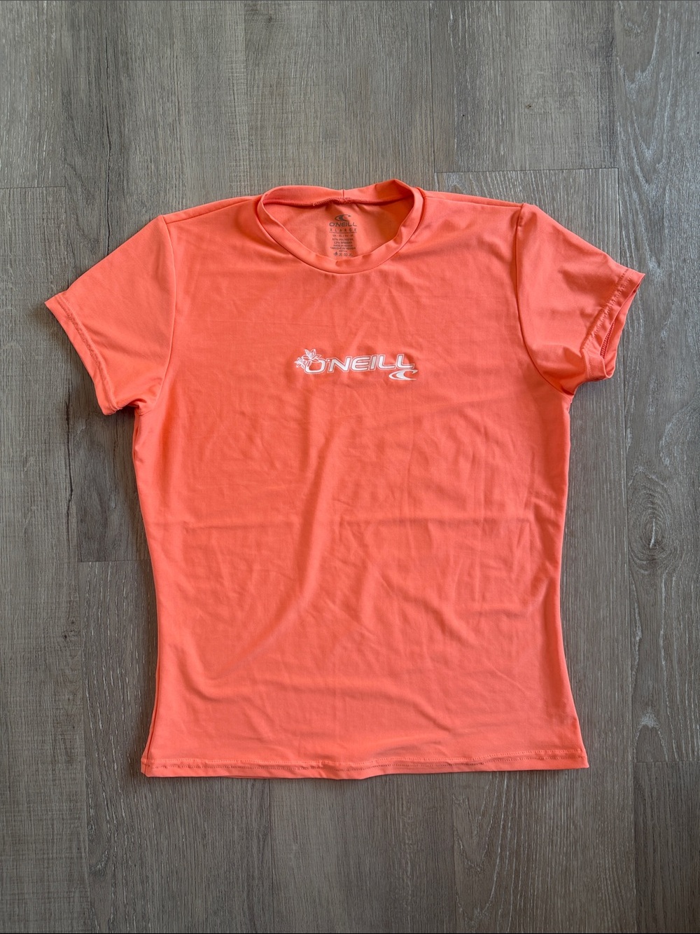 O’Neill Light Grapefruit Coral Short Sleeve Sun Shirt Rash Guard Size XL